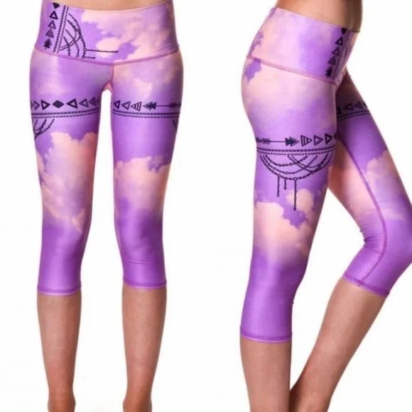Teeki Purple Haze Tribal Chains Arrows Legging High Rise Recycled Water Bottles - Picture 5 of 6